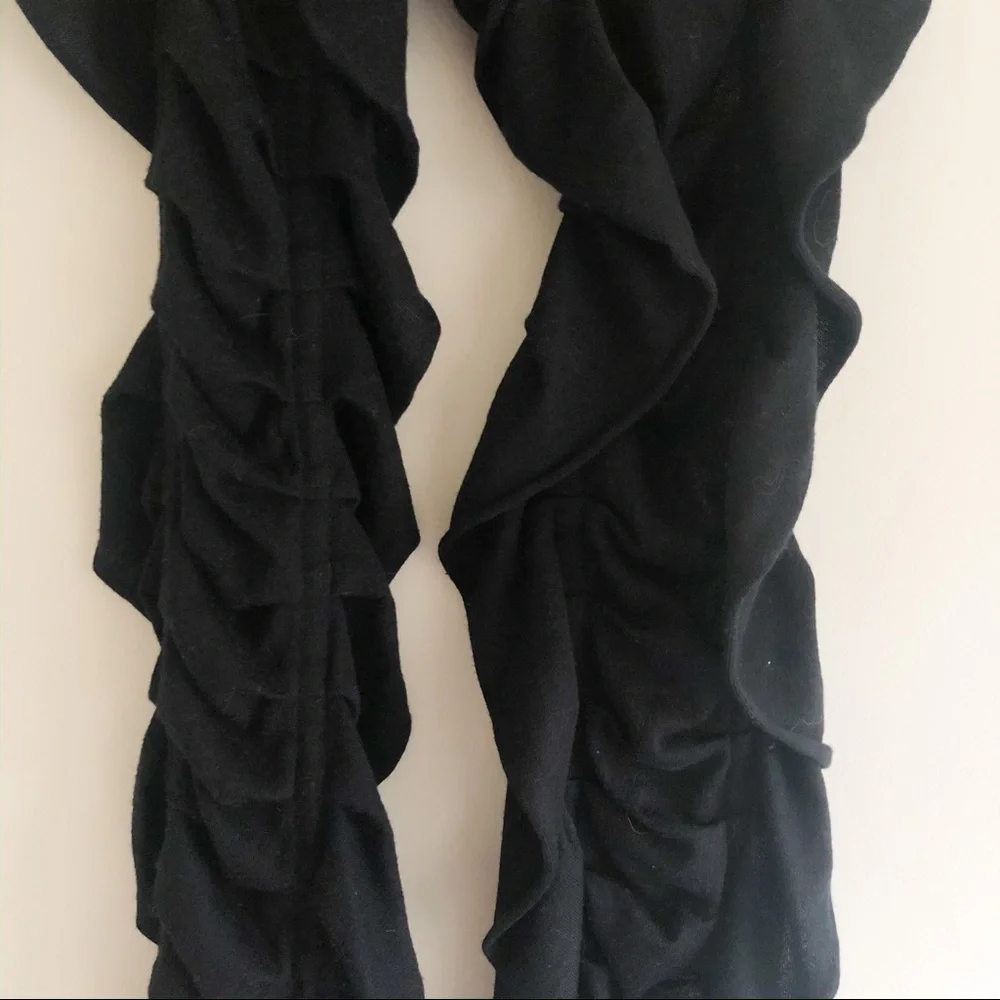 Juicy Couture Black Merino Wool Ruffled Long Scarf